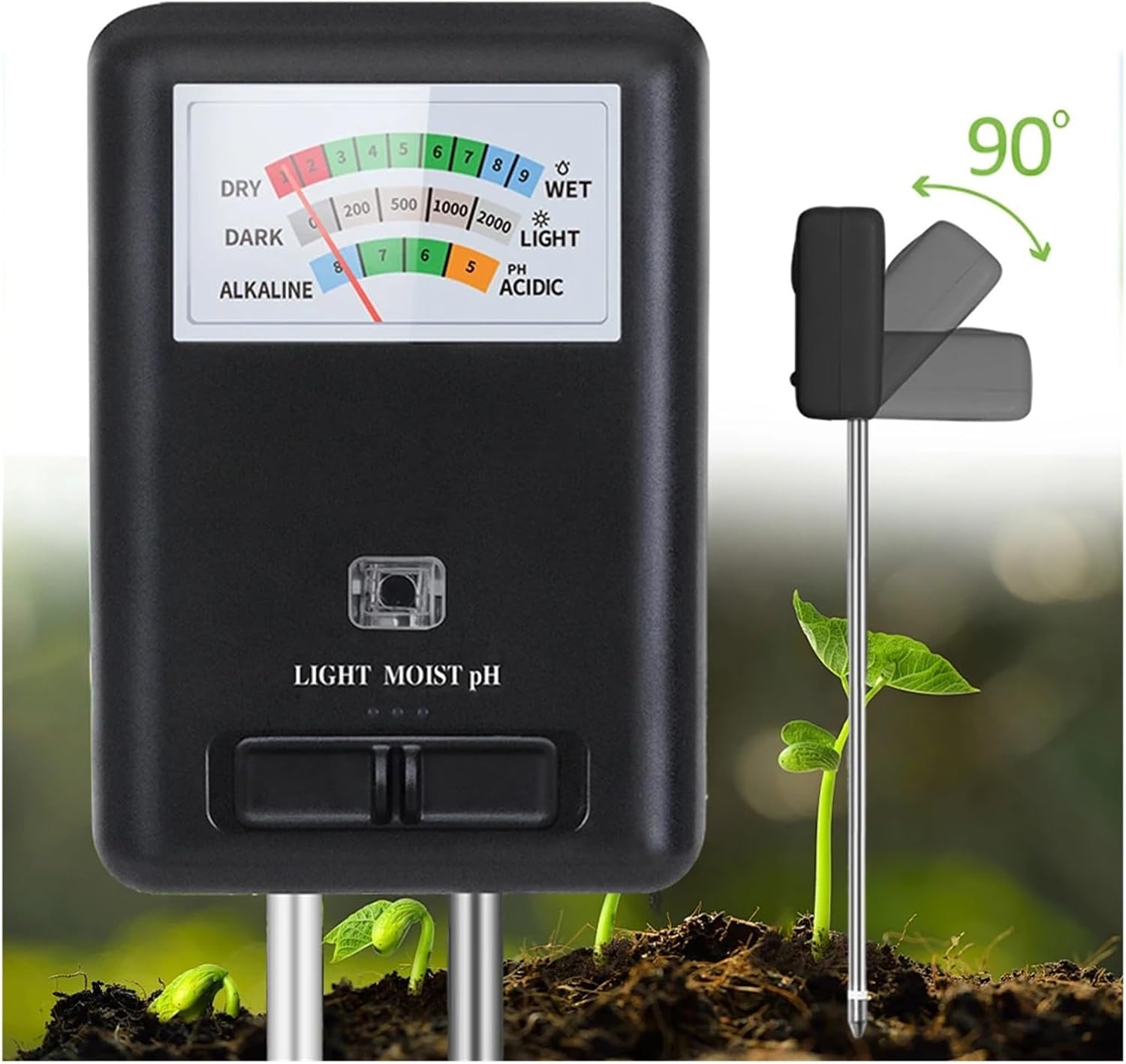 3in1 Soil Tester Kit Moisture/PH/Light Tester for House Plants Hygrometer Sensor Analyzer(White)