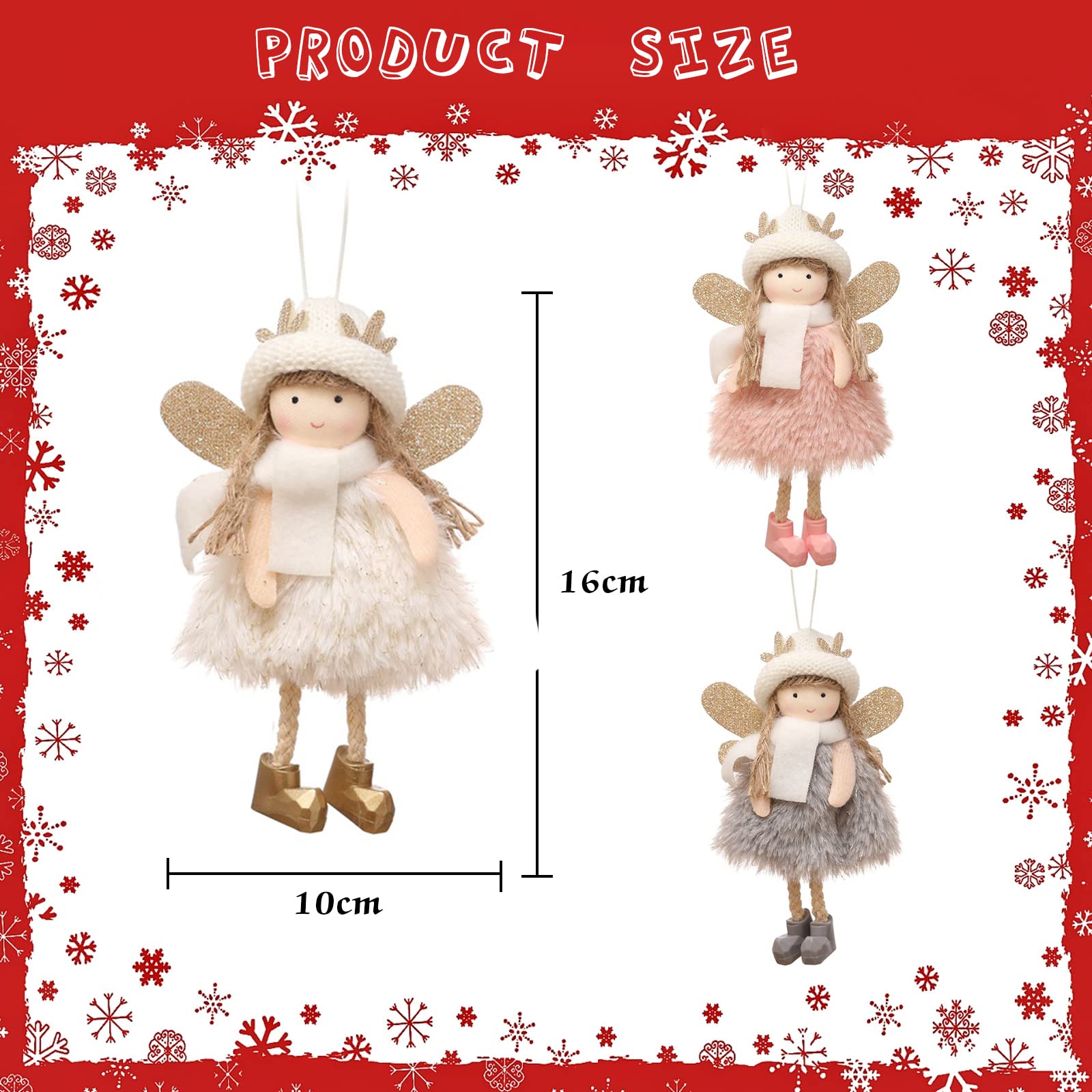 Poupée D'ange De Noël Avec Ailes En Tissu Blanc Et Rose