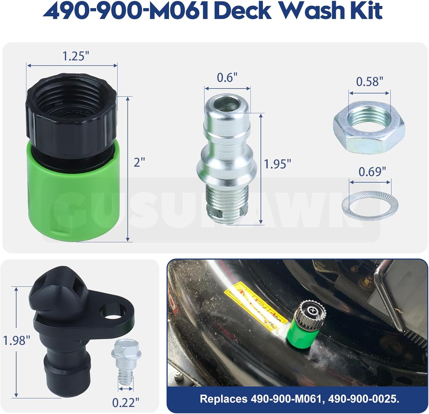 2 Pack 918-06991 Spindle Assembly with 756-05034A Idler Pulley 954-04060C Belt 490-900-M061 Deck Wash Kit Replace 91806991 618-06991 for LT4200, T110, 42" Bronco, Pony Lawn Tractors