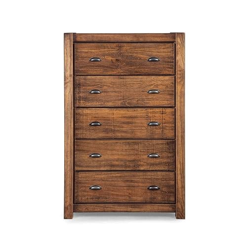 Grain Wood Furniture Montauk 5-Drawer Chest, Solid Wood with a