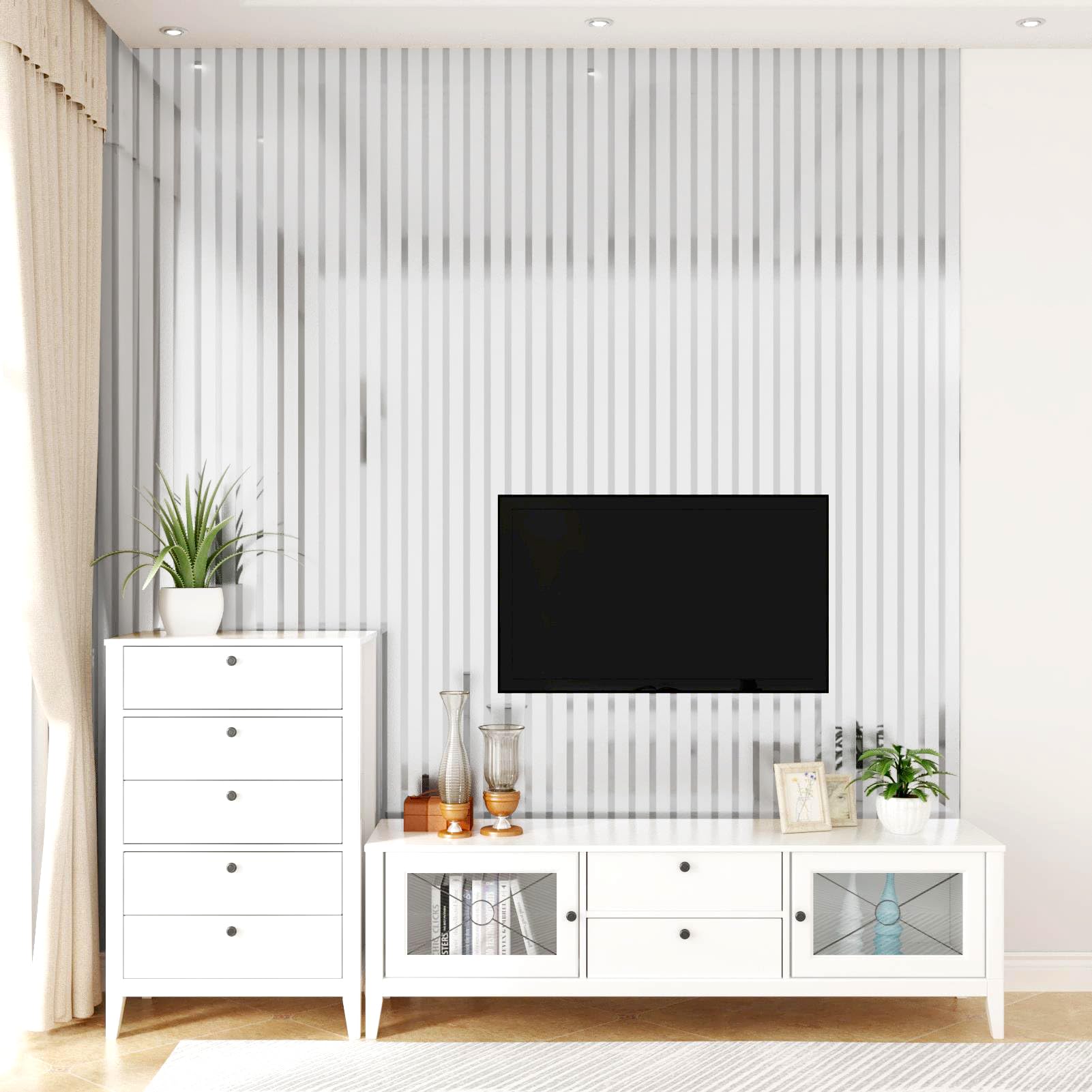 Yullpaper Silver Metallic Peel and Stick Wall Panels PVC Cladding Panels