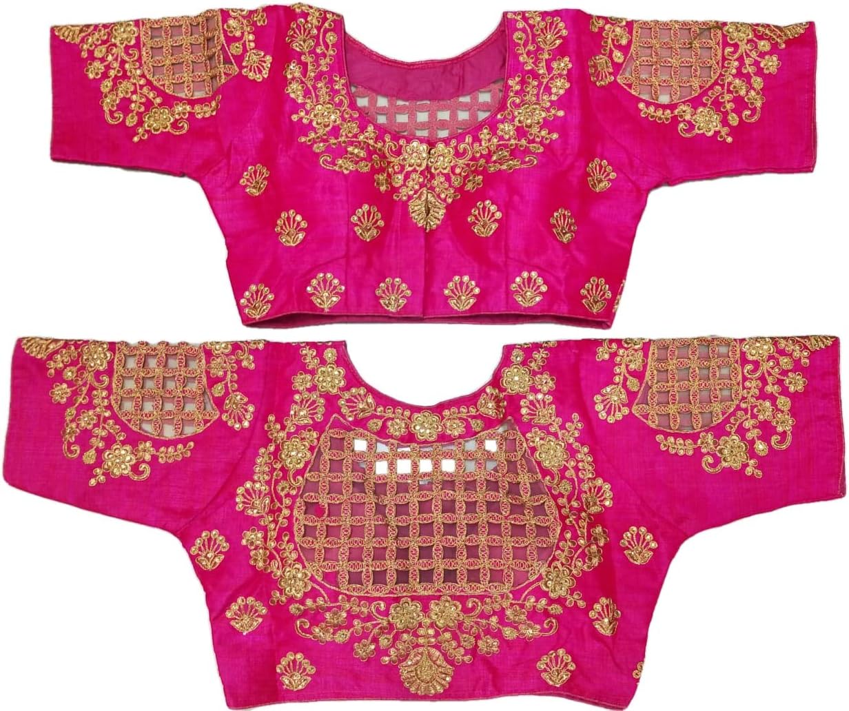 Women's Party Wear Blouse Saree Indian Style Padded Blouse for Saree Crop Top Choli 599 Pink