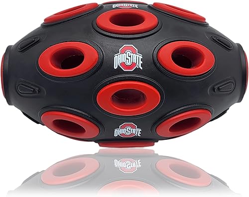 Pets First NCAA Ohio State Buckeyes Football Treat Dispensing Toy for Dogs and Cats, Rubber Ball Dog Toy, Interactive Fun Dog Treat Toy, Natural