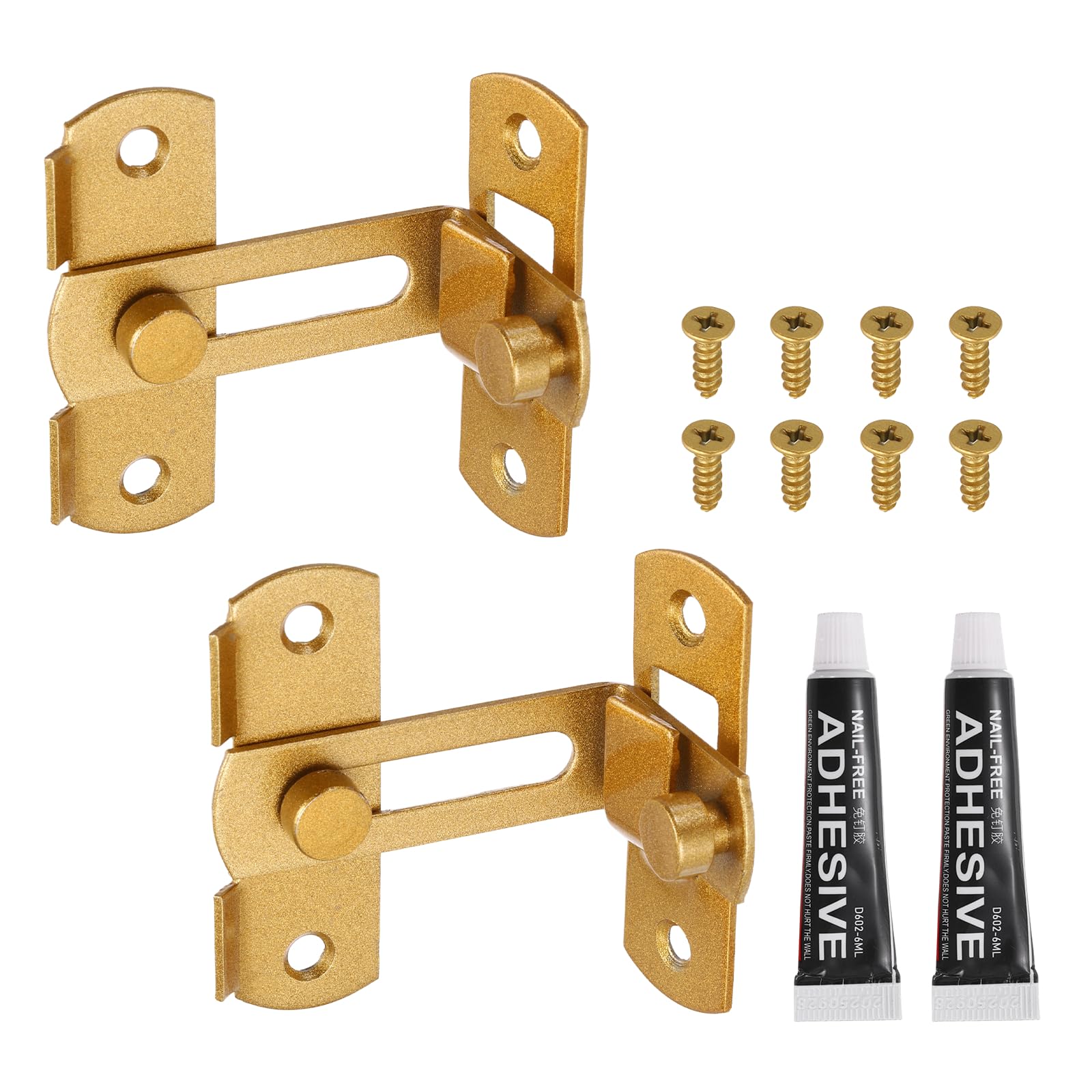 Loquet de porte à rabat de 7,1 cm en acier inoxydable à 90 degrés pour porte coulissante, lot de 2