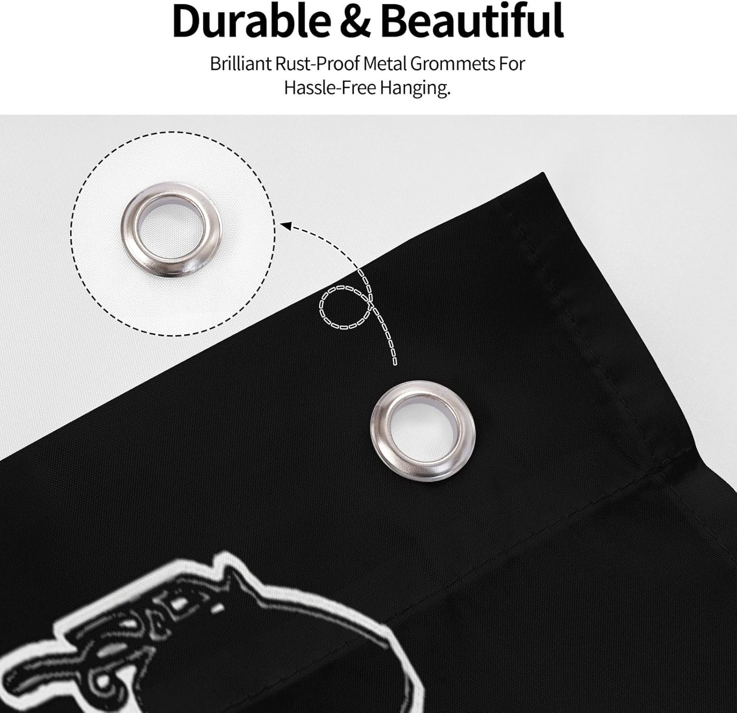 Close-up of metal grommets on the flag