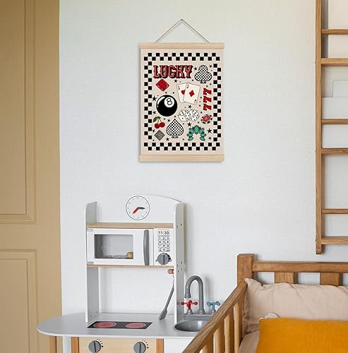 Miniatura 3 de KRHFG Póster de pared occidental a cuadros en blanco y negro enmarcado, decoración de habitación occidental, retro Lucky 8 Ball Playing Card