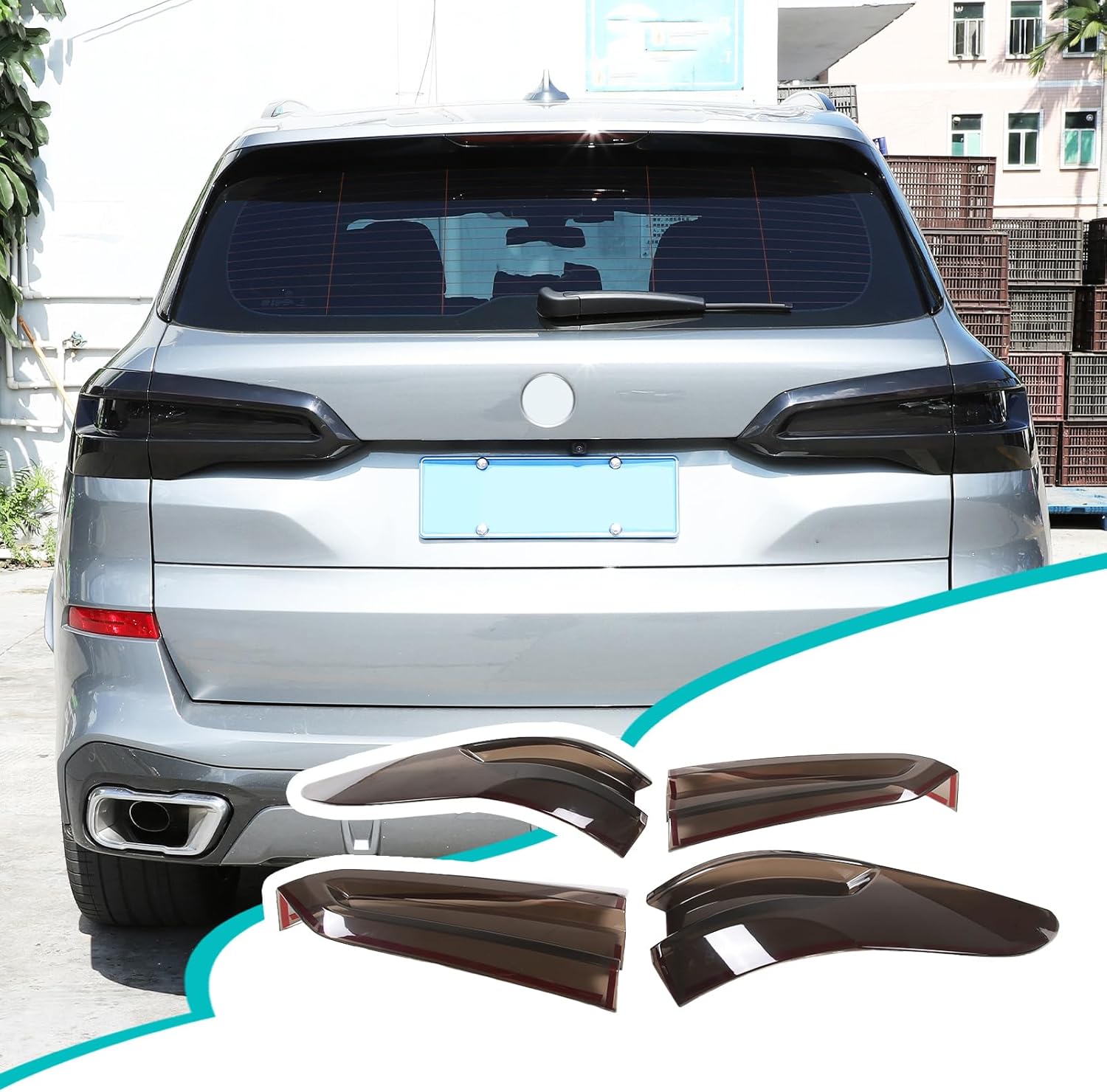 Smoked Tail Light Covers Compatible with BMW X5 G05 2019-2023 Car Taillight Protection Cover Rear Light Guards Exterior Accessories (for 2019-2023)