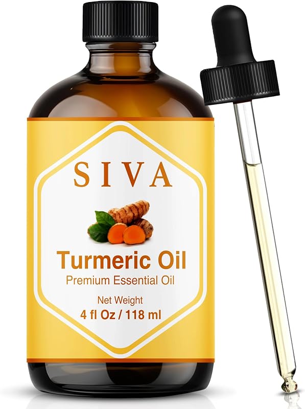 SIVA ORGANICS Óleo essencial de cúrcuma com frasco de vidro e conta-gotas, 118 mL
