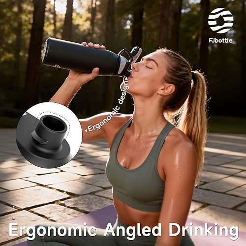 Miniatura 4 de Fjbottle Botella de agua deportiva aislada de acero inoxidable de 32 onzas, aislamiento al vacío de doble pared, sin BPA, sin popote, tapa 946ml