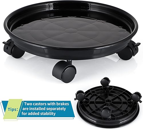 Miniatura 4 de Skelang Organizador para plantas soporte para plantas de 118 pulgadas maceta redonda para palés con ruedas de bloqueo bandeja rodante ruedas para