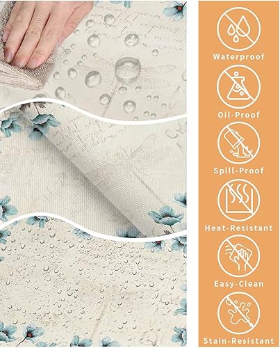 Miniatura 6 de Mantel floral de tulipanes verde azulado impermeable para mantel redondorectangularovaladocuadrado de 60 x 84 pulgadas, mantel para otoño, baby