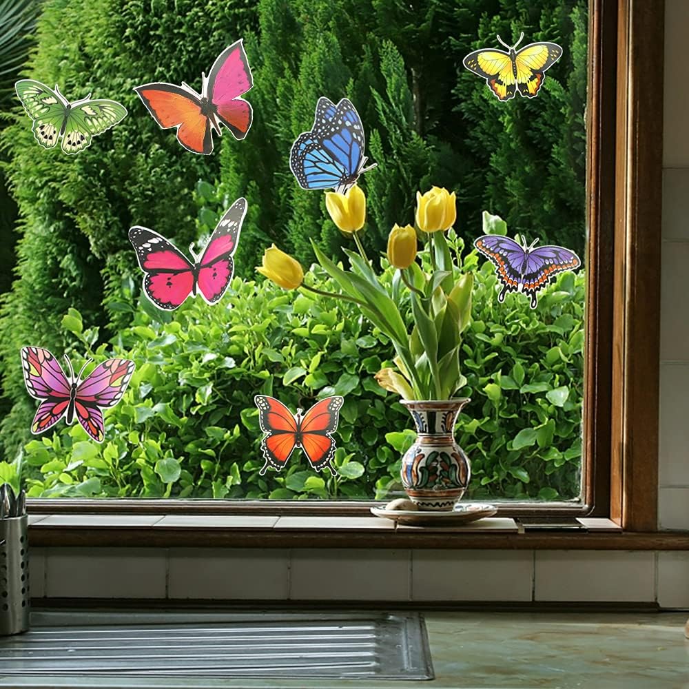 YapitHome 20 Pcs Window Safety Stickers for Glass Butterflies Window Stickers Anti-Collision Flowers Window Clings for Decorating Windows Doors Girls Bedroom - Image 5