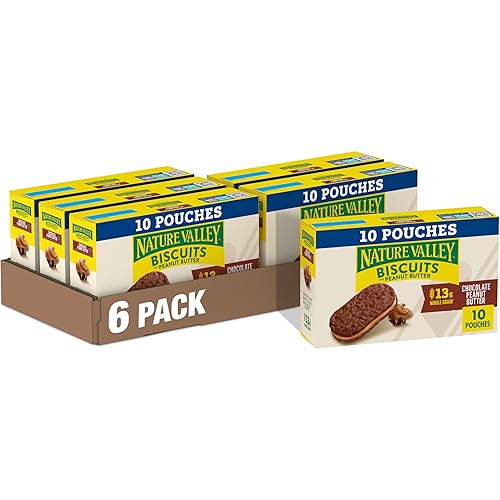 Nature Valley Sándwiches de galletas, mantequilla de maní de chocolate, barras de aperitivos, 10 barras, 13.5 onzas (paquete de 6)