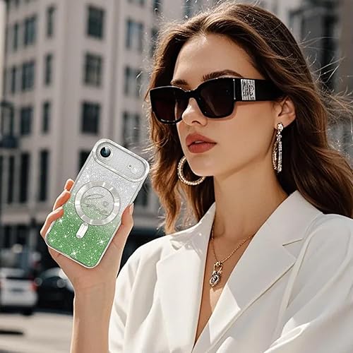 Vista 128 de Fiyart - Funda transparente magnética con purpurina para iPhone 12 para mujeres, con grabado "Love" metálico, protección para cámara y antigolpes