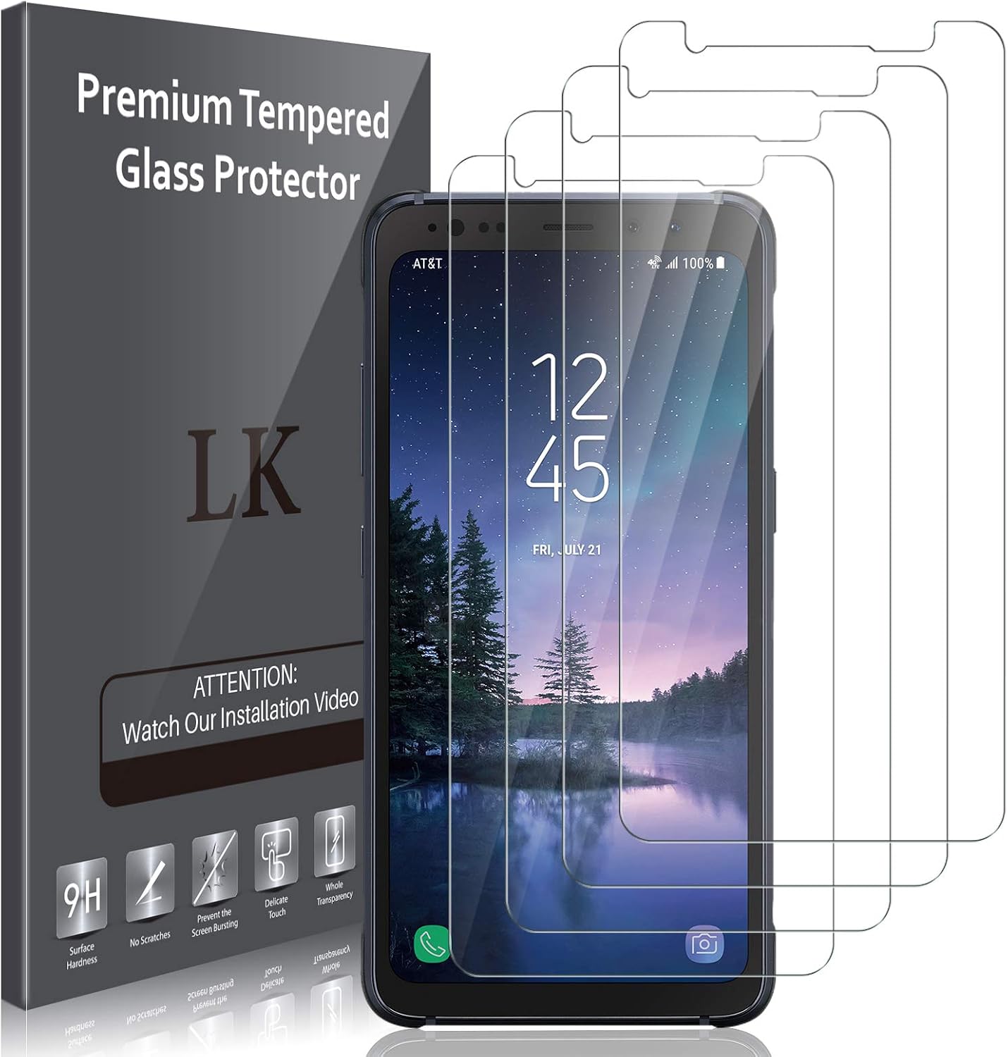 4 Pack Screen Protector Compatible for Samsung Galaxy S8 Active, Tempered Glass 9H Hardness, Case Friendly…
