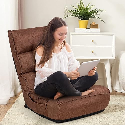 Miniatura 27 de DORTALA Silla plegable para adultos, silla de juegos de espuma viscoelástica con soporte ajustable para la cabeza y la espalda de 5 posiciones,