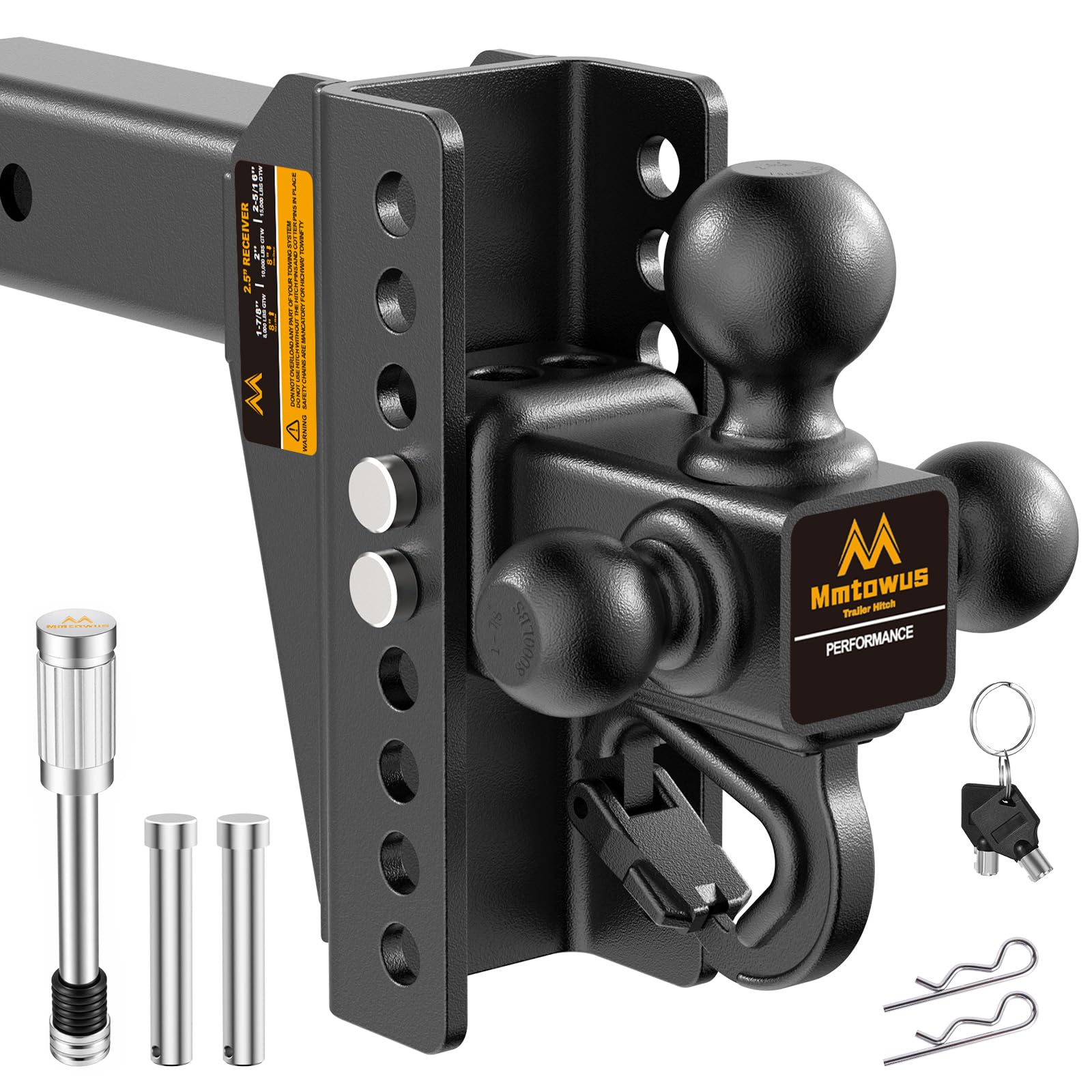Photo 1 of Mmtowus Adjustable Trailer Hitch -Drop Hitch Fit 2.5" Receiver-8" Drop/Rise