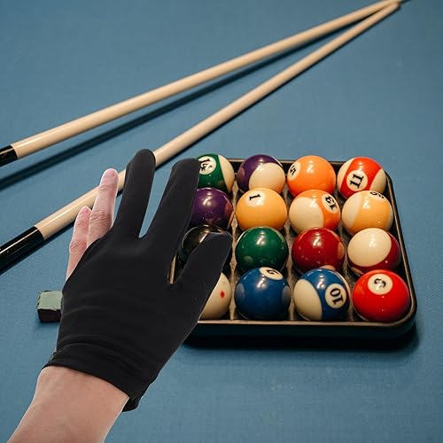 Miniatura 4 de PRETYZOOM Billiards Gloves Three Finger Pool Gloves Left Hand Cue Anti-Slip Breathable Black for Snooker and Training Use