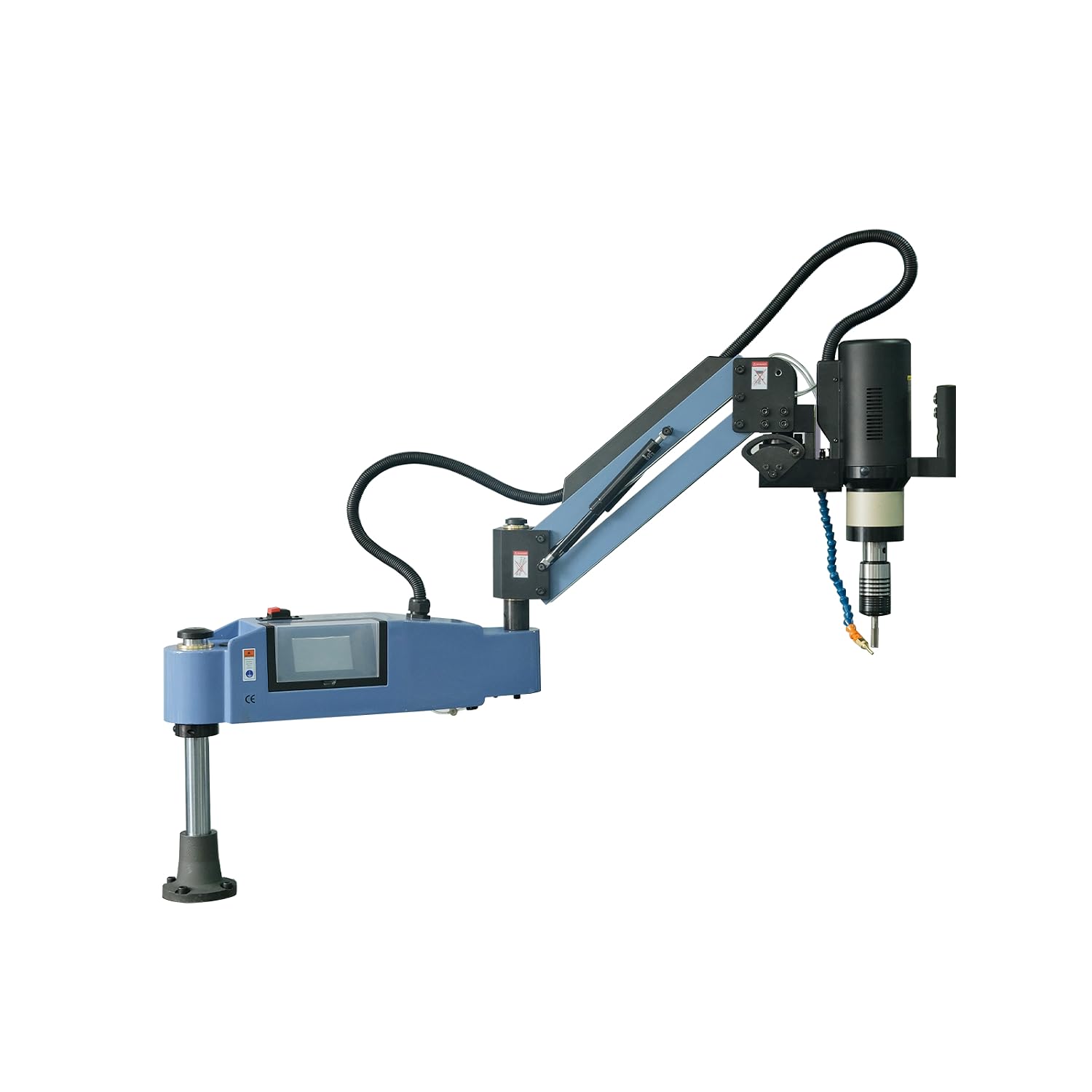 US Stock ZAC 110V Electric Tapping Machine with Auto Oiling Blowing M3-M16 Universal Flexible Tapping Arm 0-375 RPM Portable Tapper for Steel Aluminum Stainless Steel 9PCS GT12 ANSI Collets Included