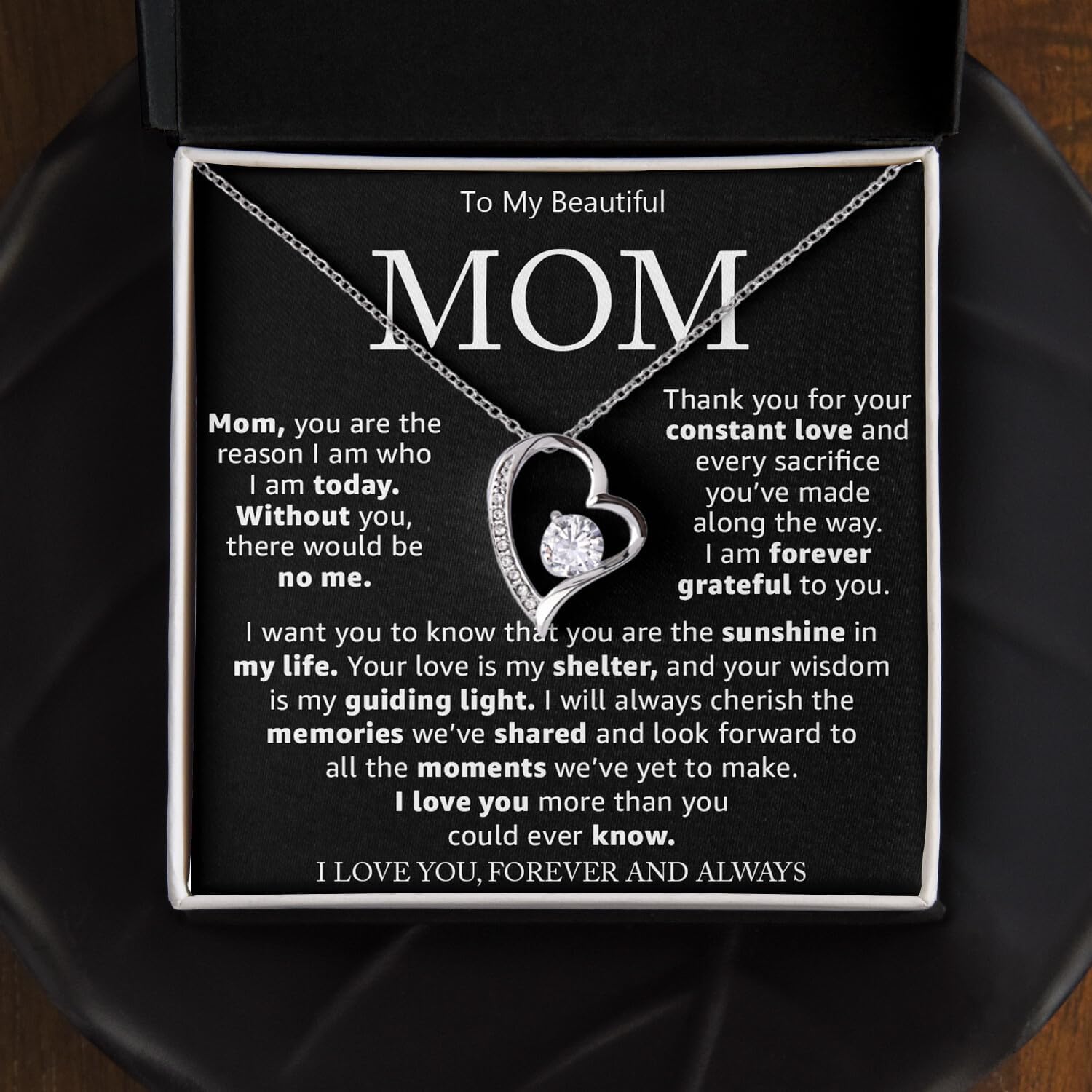 To My Mom Necklace with Heartfelt Message Card – Meaningful Gift for Mom from Son or Daughter, Perfect Mother’s Day, Birthday & Christmas Jewelry Gift - Image 2