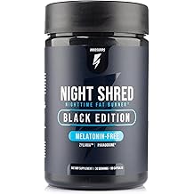 Night Shred Black Melatonin-Free Nighttime Fat Burner and Sleep Support Supplement - GABA Complex with Ashwagandha, CLA, Grains of Paradise, and Zylaria - Thermogenic Fat Burner - 90 Vegan Capsules