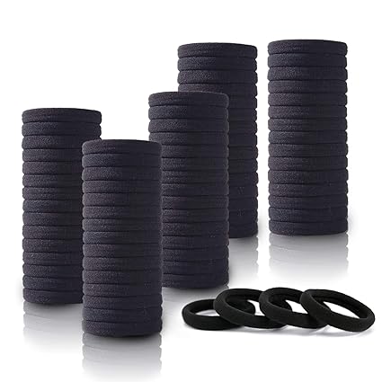 100PCS Black Hair Ties for Women Girls, Seamless Thick Black Hair Band, Elastic Hair Ties No Damage &hellip;