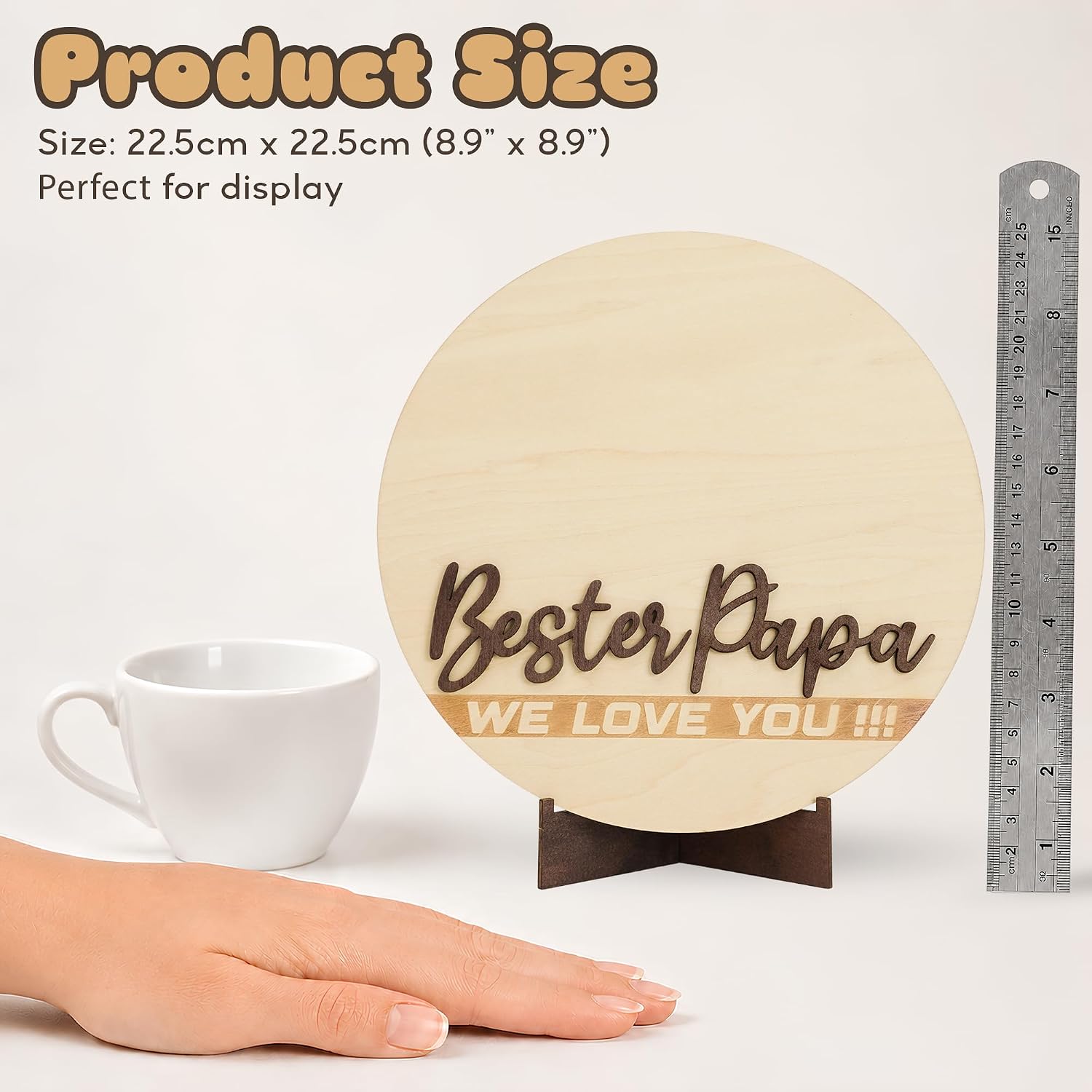Personalized Bester Papa Handprint Sign– For Dads Who Deserve More Than Best, Custom Wooden Family Keepsake Gift from Kids, Meaningful Fathers Day Gift for Daddy, Best Dad Ever Hand Down