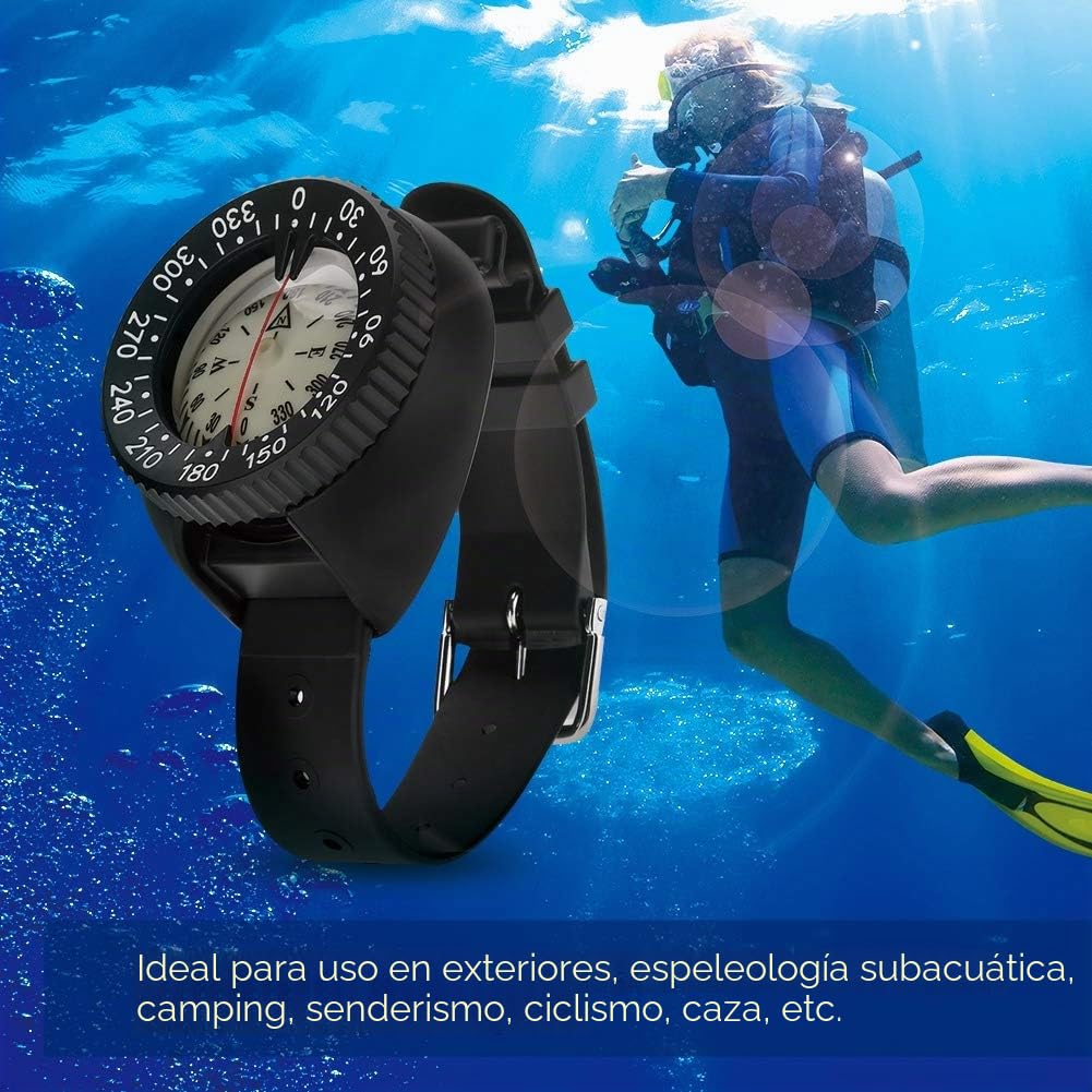 Reloj de Buceo con Brújula, Impermeable 50M, Alta Precisión para Senderismo, Ciclismo, Camping y Navegación Submarina