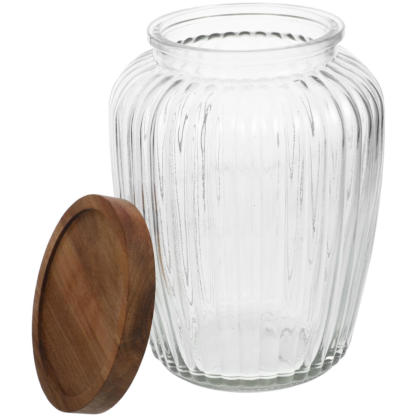 Tarro de Vidrio Transparente con Tapa Hermética para Almacenar Granos y Alimentos Secos de 2200ml de Madera y Silicona Cocina