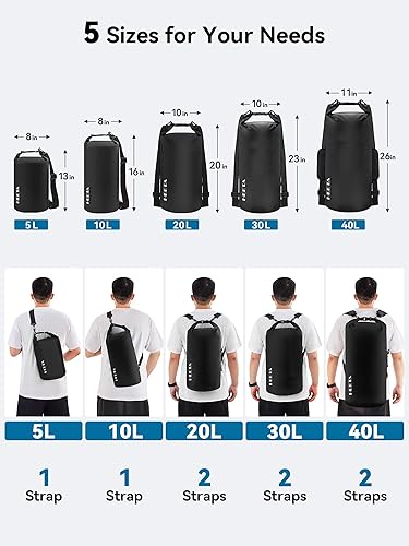Miniatura 8 de HEETA Bolsa seca impermeable con funda para teléfono (negro 5L) con versión mejorada con silbato de emergencia (negro 5L) para mujeres y hombres,