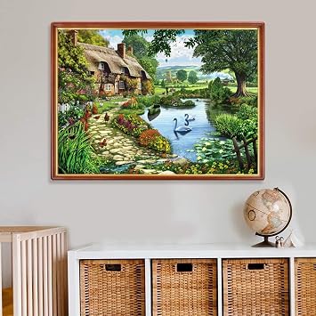 Jigsaw Puzzles for Adults 1000 Piece Swan Lake Residence 27.56 x 19.69 Inch Jigsaw Puzzles for Adults Educational Game Challenge Toy 1000 Piece Puzzle for Adult