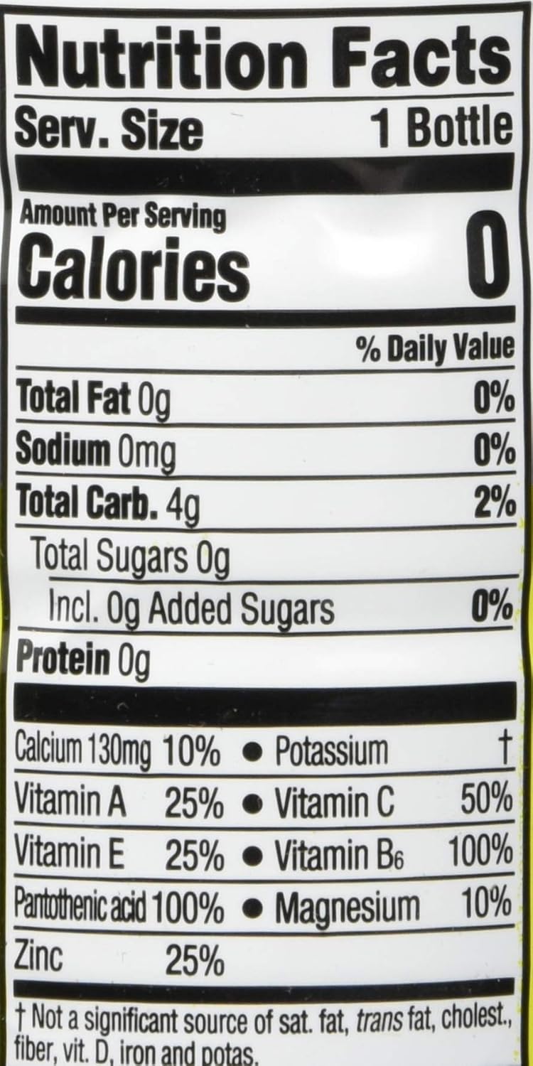 vitaminwater zero squeezed, lemonade flavored, electrolyte enhanced bottled water with vitamin b5, b6, b12, 20 fl oz, 12 pack