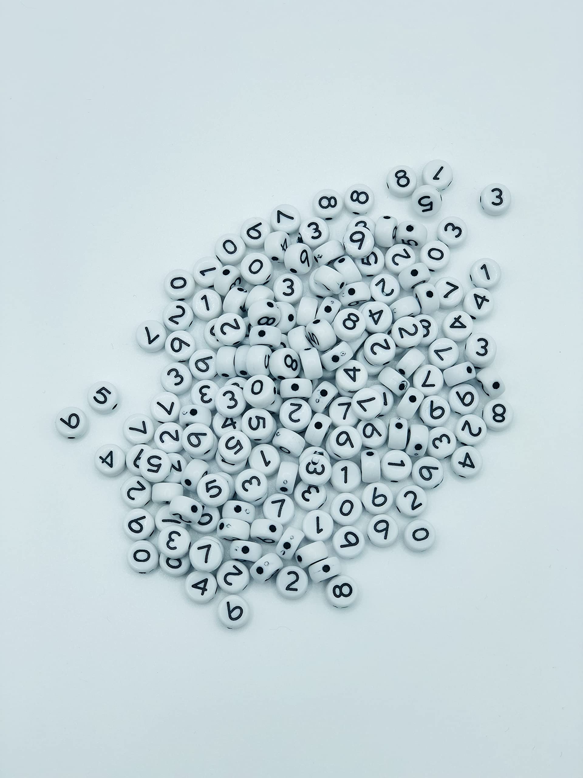 White Acrylic Beads With Numbers 180Pieces