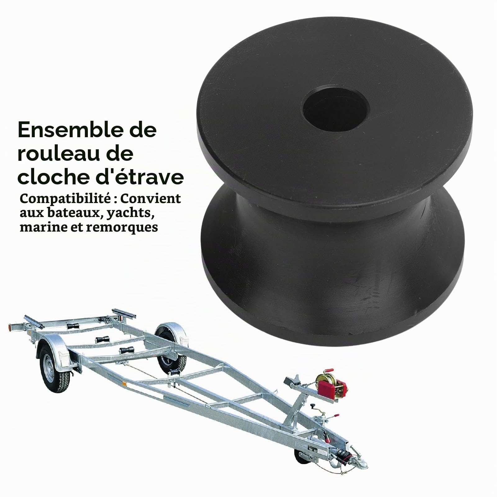 Rouleau de remorque de Bateau, 60x45mm Ensemble de Rouleaux de remorque de Bateau, Rouleau d'arc résistant aux Chocs pour Yacht Marin