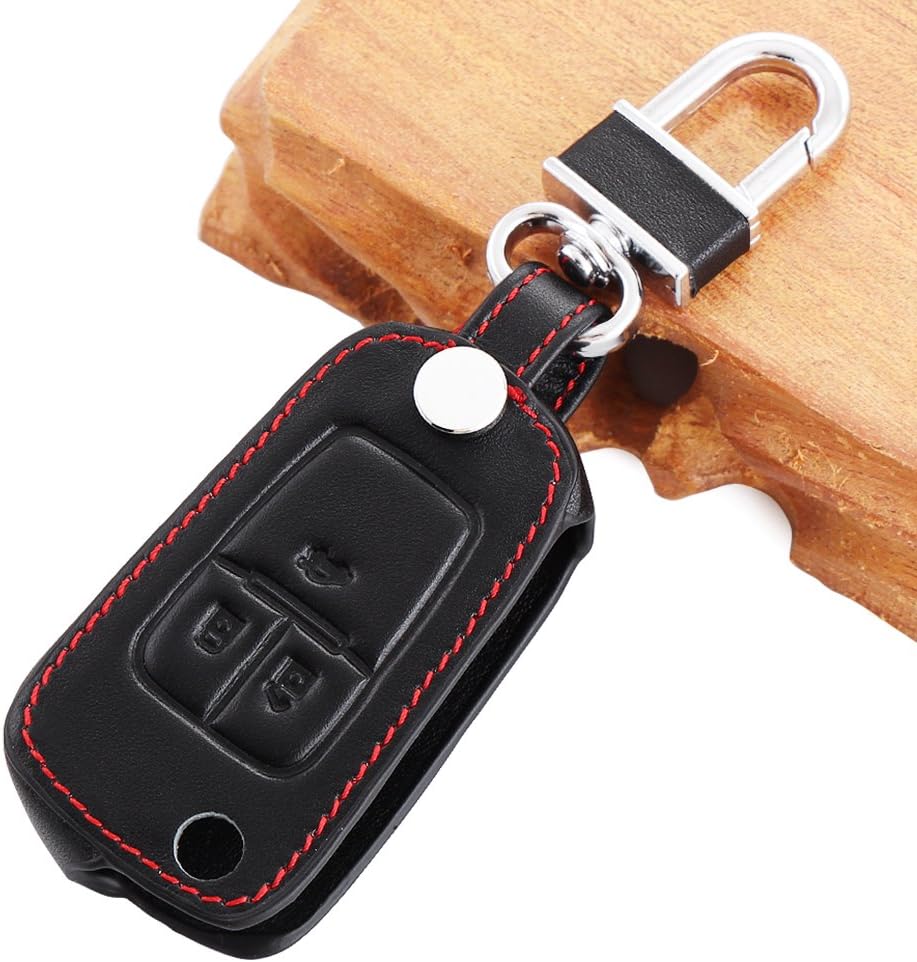 TOPDECO Car Remote Fob 3 Button Leather Case