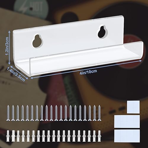 Miniatura 5 de Paquete de 10 estantes de discos de vinilo transparente para montaje en pared, soporte para discos de acrílico para exhibir tu lectura diaria de LP