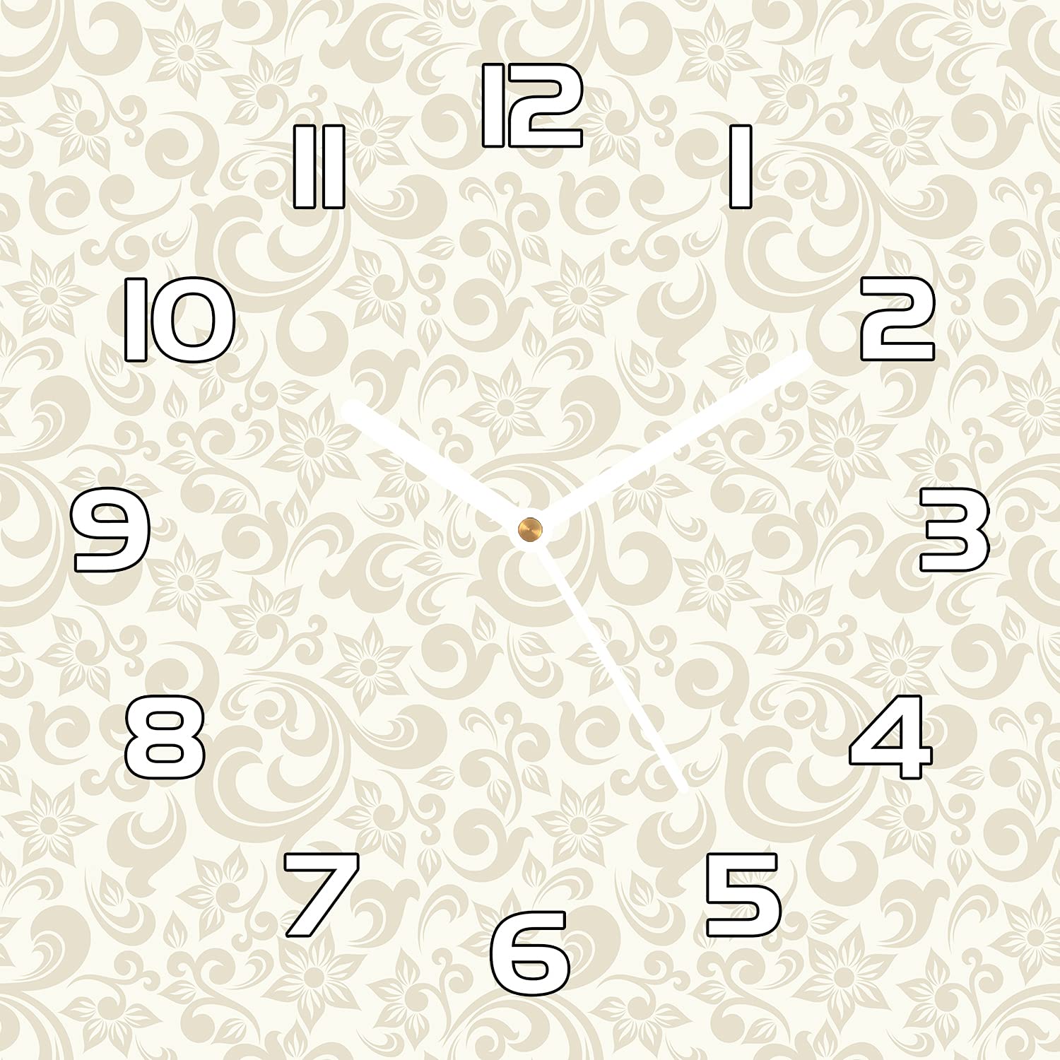 Horloge en verre 30x30 cm Coloray beige baroque pour cuisine et salon