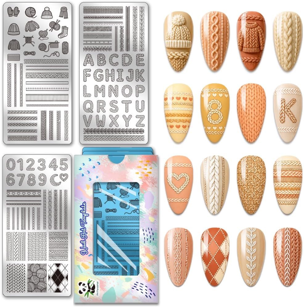 PH PandaHall 3pcs Geometric Texture Nail Stamping Plates, Stripes Dots Nail Art Stencils Minimalism Nails Art Templates Stainless Steel Image Plates for Women DIY Print Manicures Salon Design