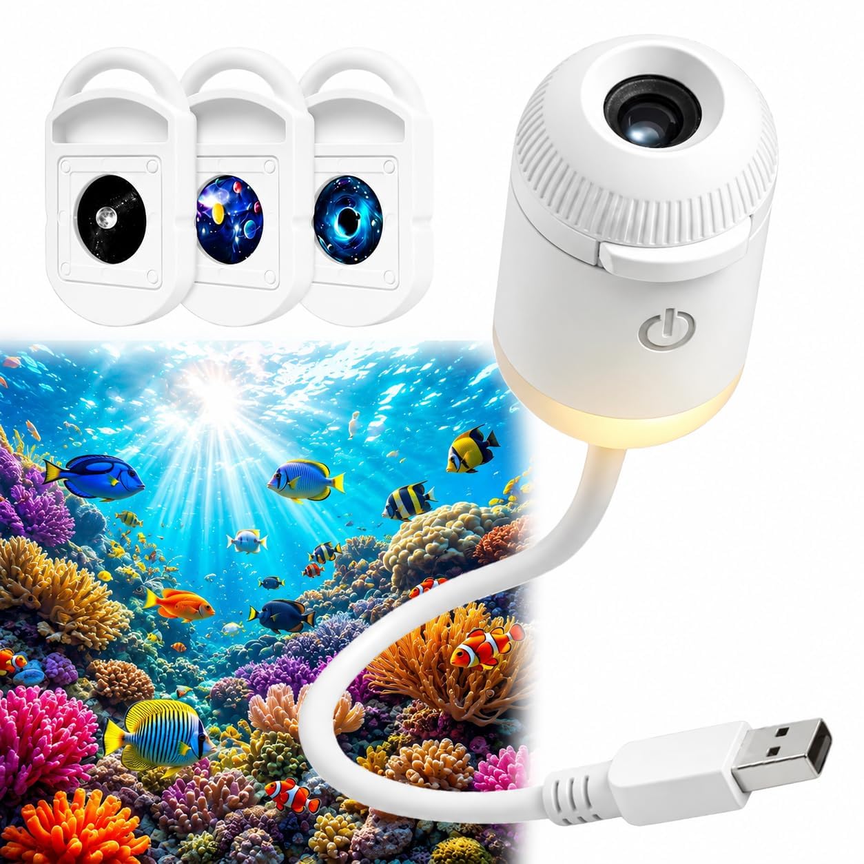 EREYTJ Galaxy Projector Night Light, 2-in-1 Holographic Star 5d Projector Plug and Play hd Star Smart Dynamic Ceiling Projectors Lamp 360° Space Starry Sky USB Projection with Films