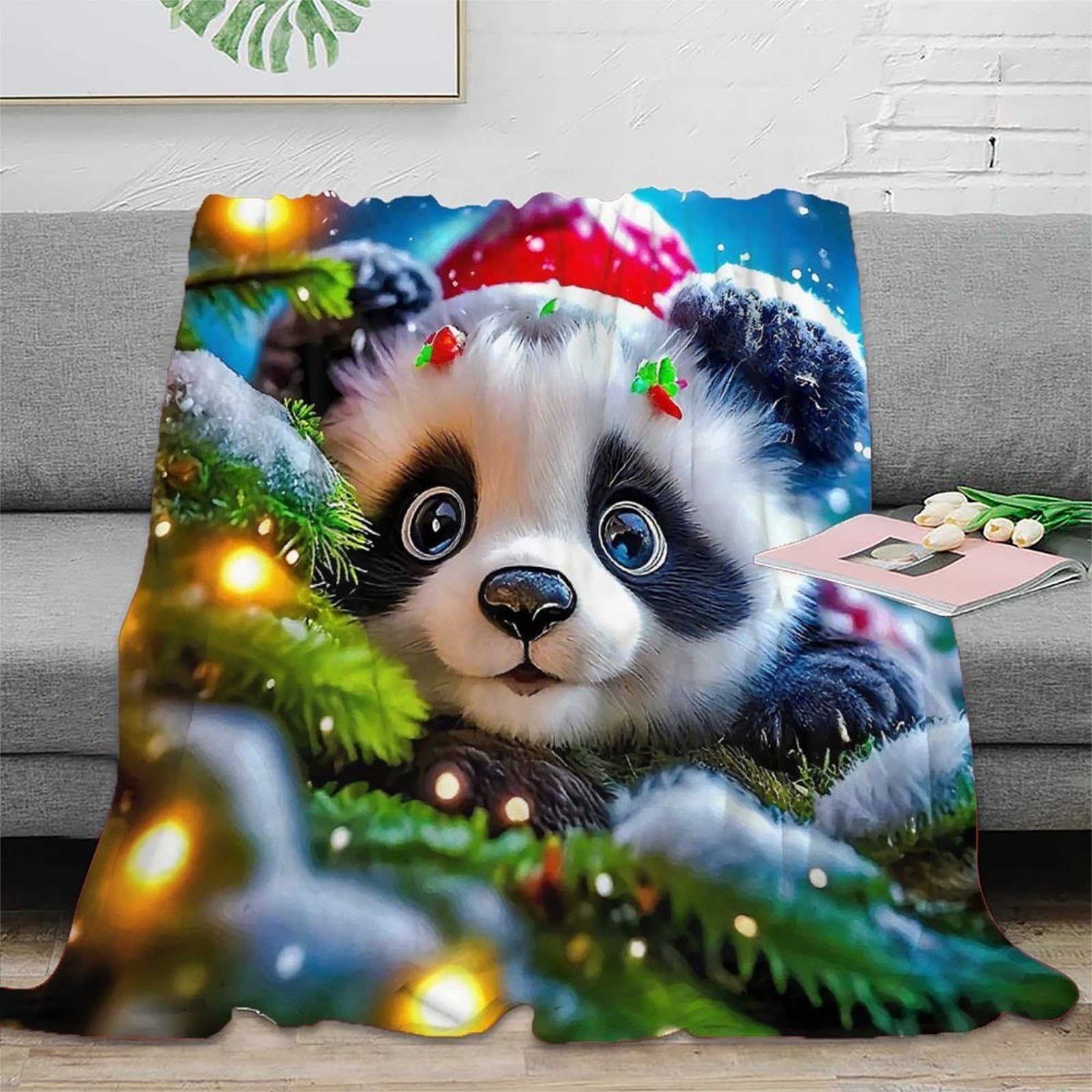 Couverture Panda géant imprimée 3D en microfibre douce et chaude pour lit et canapé 150x200cm