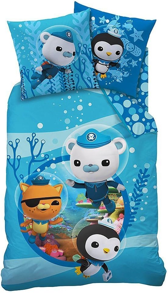 CTI Bed linen set, Octonauts cotton flannel antique green size 135x200 cm (80x80 cm)