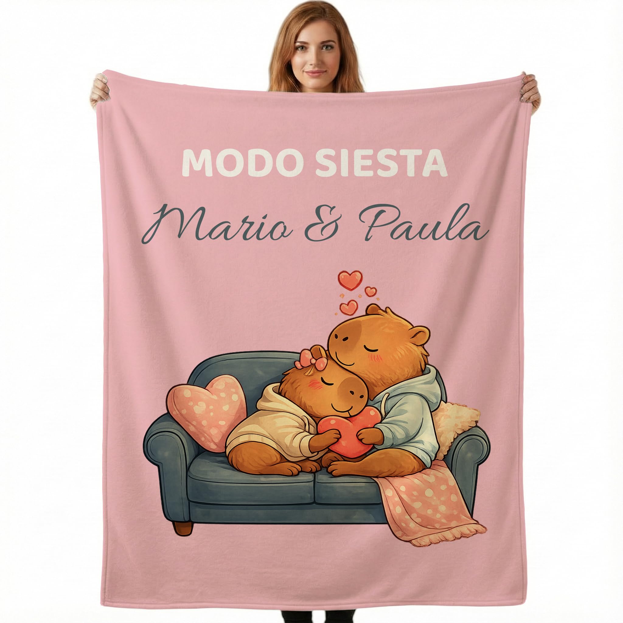 LolaPix Personalised Blanket with Name and Groom – Personalised Blanket for Valentine's Day or Anniversary – Valentine's Day Gift – Oeko-Tex Certified – Soft Blanket Couples with 3 Sizes to Choose from – Nap Mode