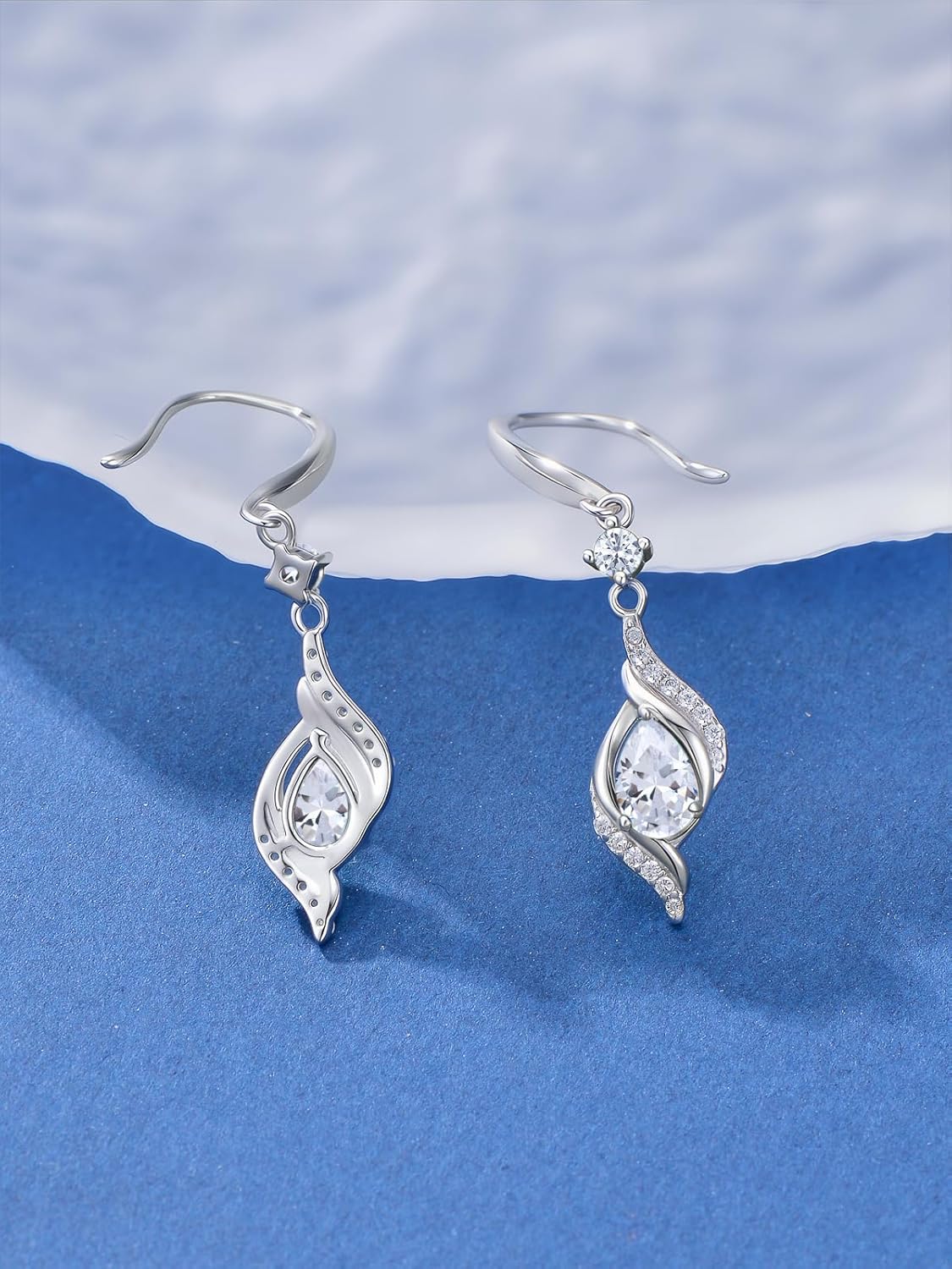 Seiyang Infinity Birthstone Earrings 925 Sterling Silver 12 Months Teardrop Birthstone Dangle Drop Earrings Infinity Love Birthday Jewelry Gifts for Women Mom Her