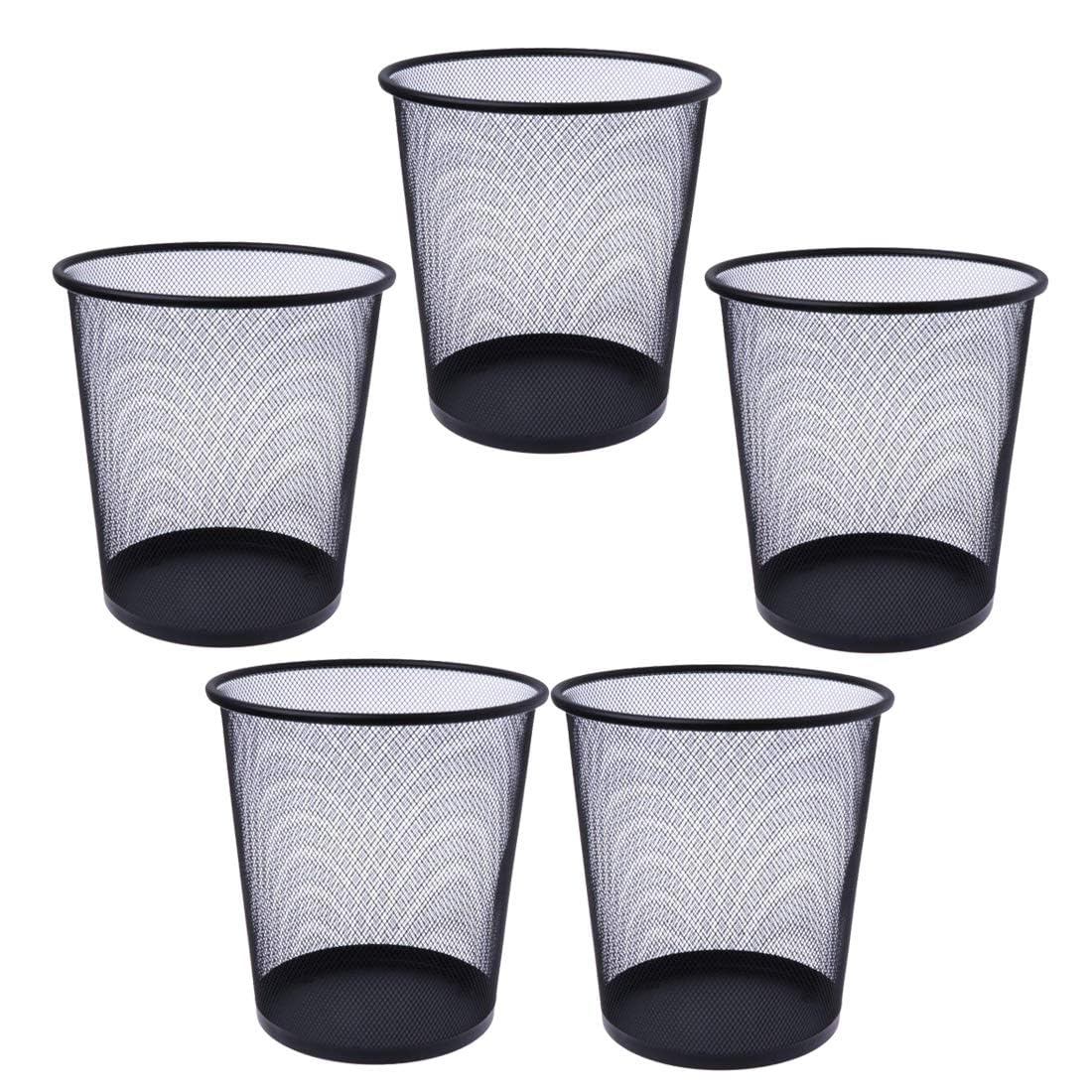 PUFFIN Open-Top Make it Metal Mesh Recycling Dustbins- Waste Basket | Open-Top Cylindrical for Home/Office/Coffee Shop/Hotel Non-Toxic - Black, Set of 5, Medium (17L)-image-31