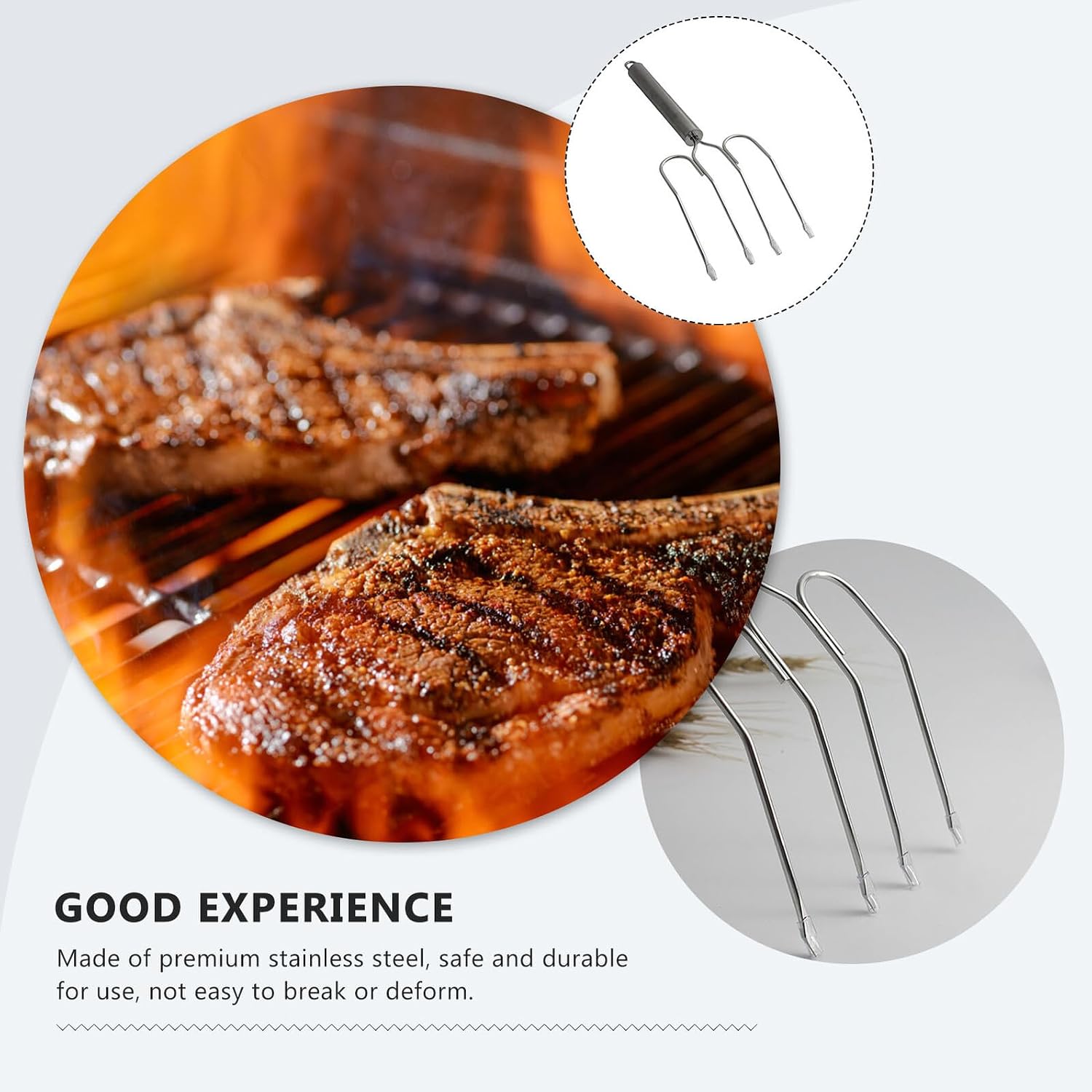 SECFOU Stainless Steel Turkey Roast Fork Heavy Duty Bbq Grilled Fork for Thanksgiving Poultry Lifting and Carving, Meat Lifter Tool for Outdoor Cooking and Roasting