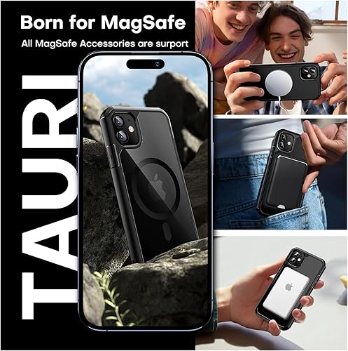 Miniatura 355 de TAURI Funda 3 en 1 para iPhone 13 Pro, [no amarilla] con 2 protectores de pantalla, funda delgada a prueba de golpes para iPhone 13 Pro, color negro