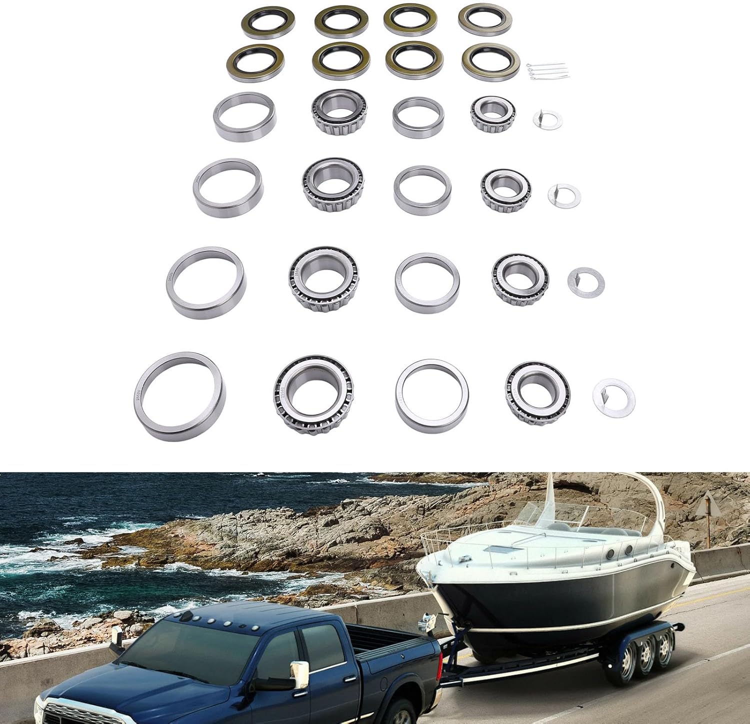 Boat Trailer Axle Hub Bearing, 25580 14125A for 5200 to 7000 Lb Tandem Axles, 32pcs Included