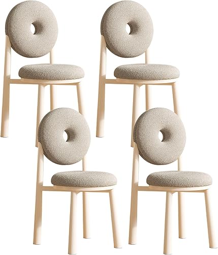Miniatura 20 de JKGHK Donut Dining Chairs, Upholstered Kitchen Chairs with Back, Armless Living Room Chair with Metal Legs, Plush Accent Chair for Bedroom, Balcony,