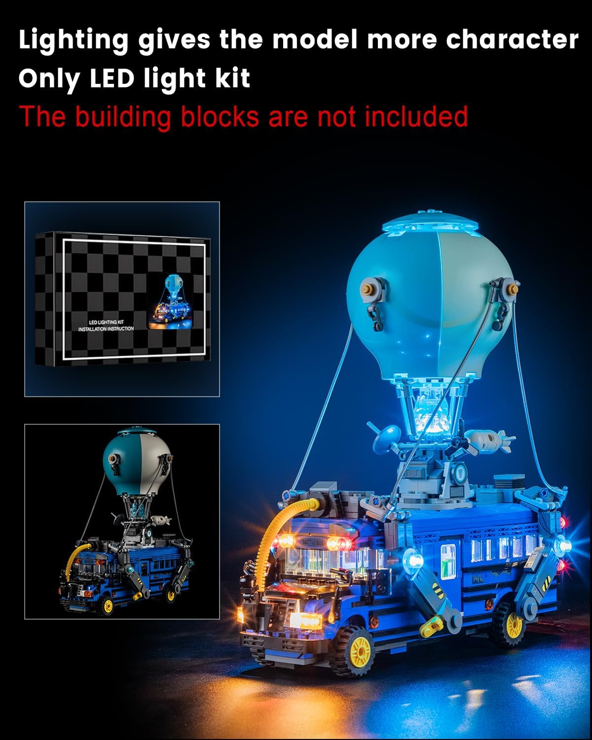 LED Light Kit for Lego Battle Bus Fortnite 77073 Set, Compatible with Lego 77073 Building Blocks Model(Not Include Blocks Set)