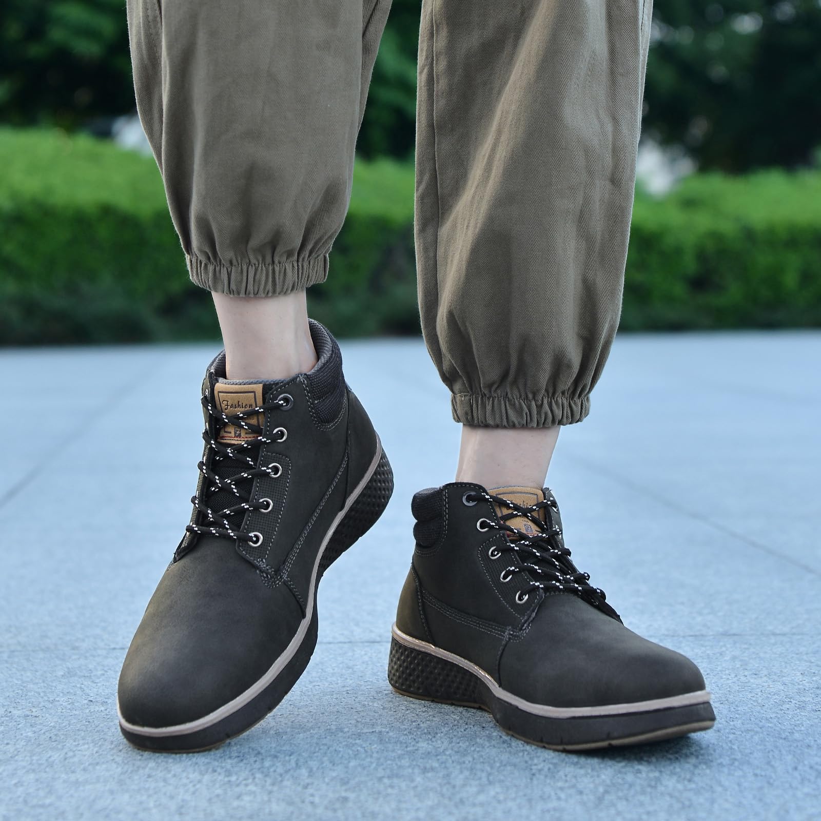 Puxowe Herren Winterschuhe Warme Antirutsch Arbeit Stiefeletten Freizeit Motorrad Schnürstiefel